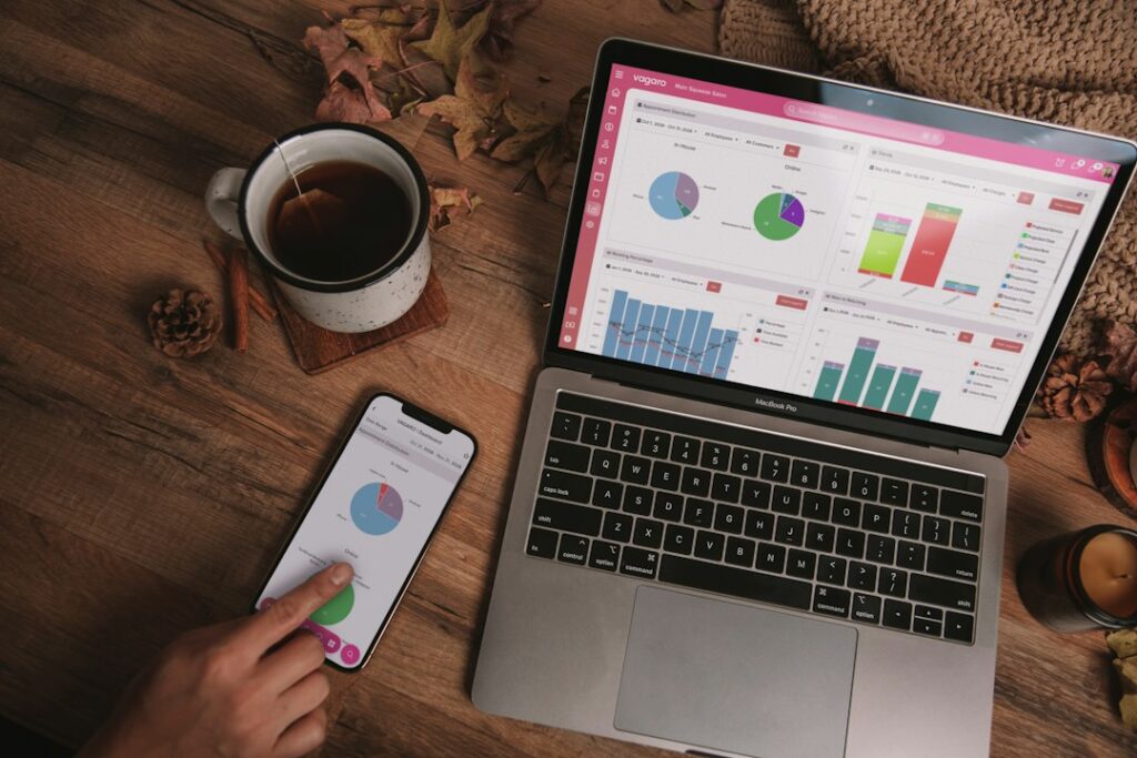 Small business owner reviewing digital marketing performance on a laptop