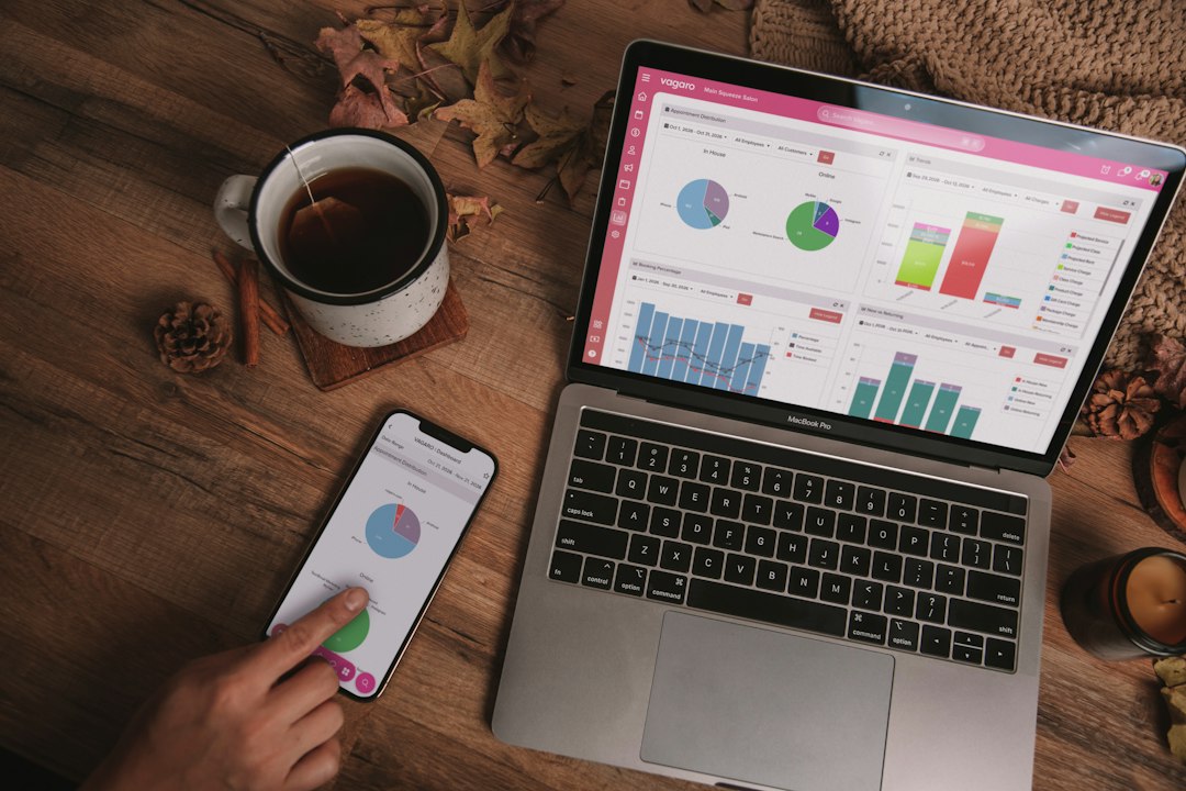 Small business owner reviewing digital marketing performance on a laptop